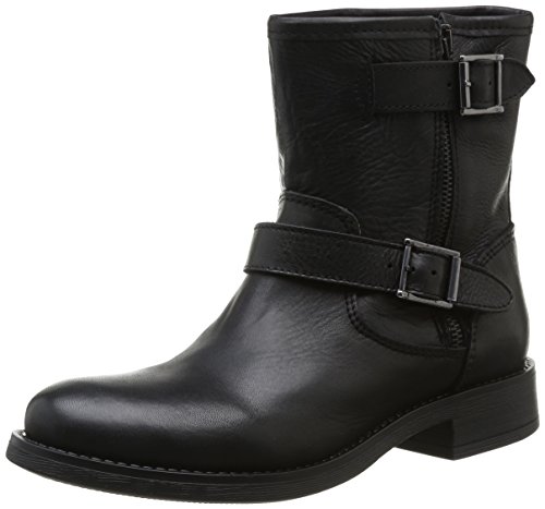 PIECES IZA LEATHER ZIPPER BOOT BLACK Damen Stiefel, schwarz (Black), 40 EU (7 Damen UK) von PIECES