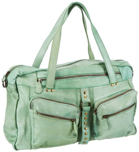 PIECES KENDRA LEATHER TRAVEL BAG NEW 17045124, Damen Henkeltaschen, Grün (FRESH MINT), 43x28x13 cm (B x H x T) von PIECES