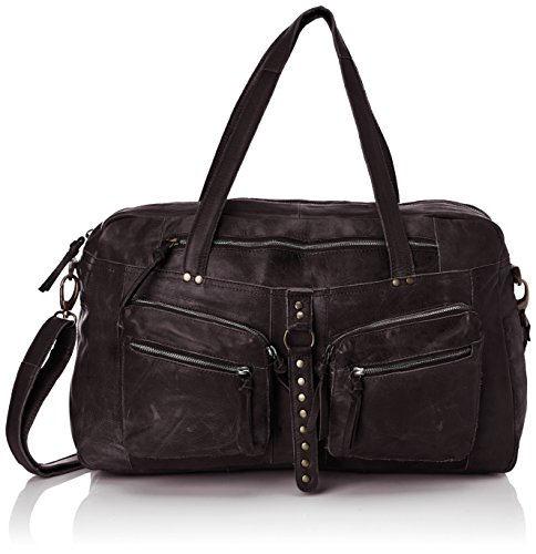 PIECES KENDRA LEATHER TRAVEL BAG NEW1 17053310 Damen Henkeltaschen 44x28x15 cm (B x H x T), Schwarz (Black) von PIECES