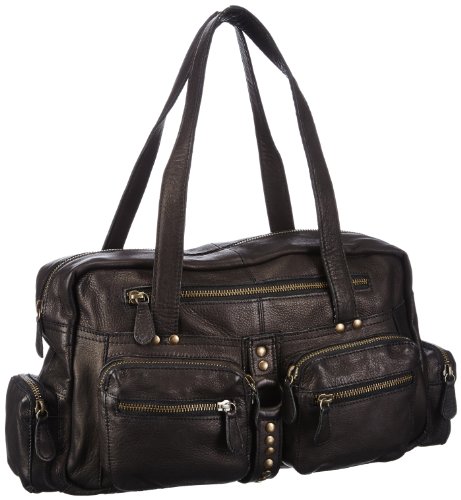 PIECES Kendra Leather Bag New 17043733, Damen Henkeltaschen, Schwarz (Black.), 36x22x8 cm (B x H x T) von PIECES