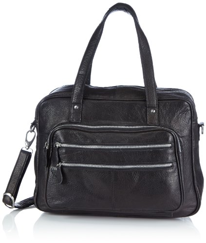 PIECES LOA LEATHER BAG 17055452 Damen Umhängetaschen 36x27x15 cm (B x H x T), Schwarz (Black C-N10) von PIECES