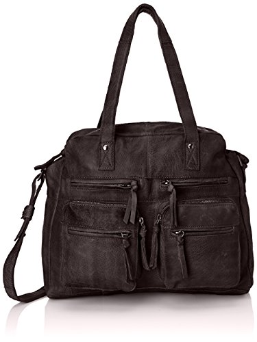 PIECES MUI Leather Bag 17057828 Damen Henkeltaschen 35x27x11 cm (B x H x T), Schwarz (Black) von PIECES