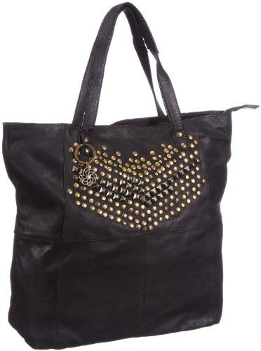 PIECES MULJA Shop Leather NET 17047774, Damen Shopper, Schwarz (Black.), 44x34x12 cm (B x H x T) von PIECES