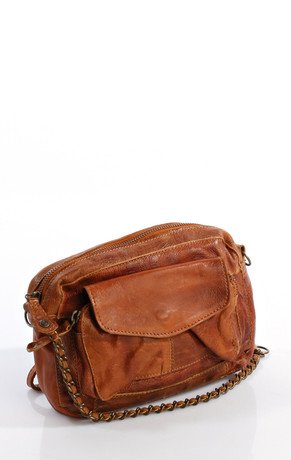 PIECES NAINA LEATHER CROSS OVER 17036908, Damen Umhängetaschen, Braun (COGNAC.), 20x14x5 cm (B x H x T) von PIECES