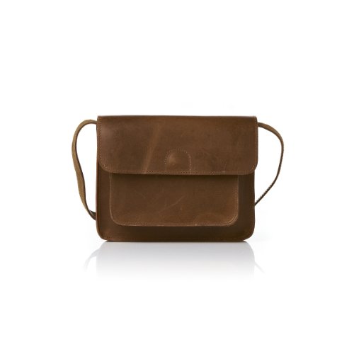PIECES NAYSA Leather Cross Over 17036849, Damen Umhängetaschen, Braun (Cognac.), 17x19x4 cm (B x H x T) von PIECES