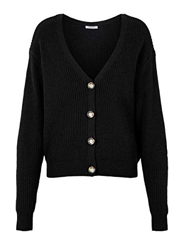 Pieces NOS Damen Pckarie Ls Knit CARDIGAN NOOS Strickjacke,, per pack Schwarz (Black Black), X-Small (Herstellergröße: XS) von PIECES