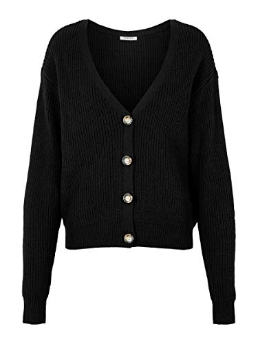 Pieces NOS Damen Pckarie Ls Knit CARDIGAN NOOS Strickjacke,, per pack Schwarz (Black Black), X-Small (Herstellergröße: XS) von PIECES