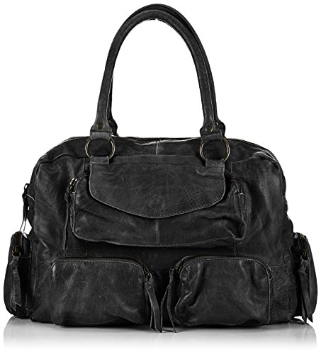 PIECES Naina Leather Bag 14 17059918 Damen Henkeltaschen 37x27x12 cm (B x H x T), Schwarz (Black Black) von PIECES