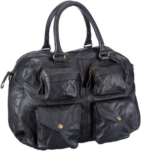 PIECES OMAYBEL Shop Leather TRAVEL Bag 17038811, Damen Henkeltaschen, Schwarz (Black), 54x32x26 cm (B x H x T) von PIECES