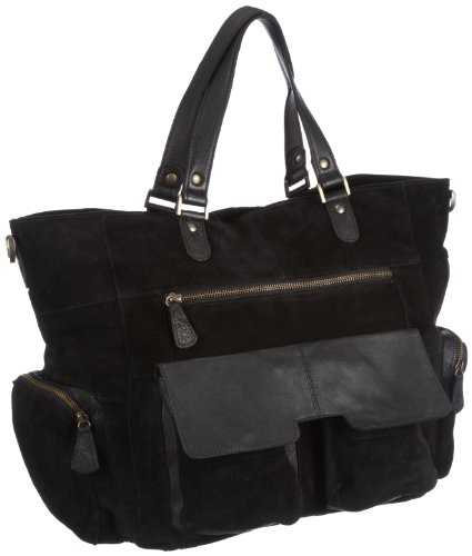 PIECES ONELLA Shop Leather Bag 17038871, Damen Henkeltaschen, Schwarz (Black), 34x34x15 cm (B x H x T) von PIECES