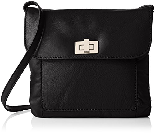 PIECES PCBETHY Leather 17074684 Damen Umhängetaschen 20x18x1 cm (B x H x T), Schwarz (Black) von PIECES