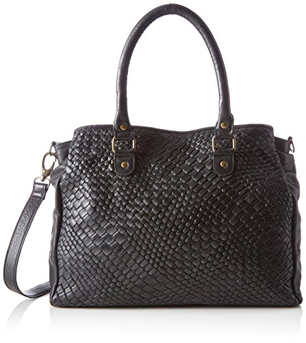 PIECES PCBRAIDY Leather Bag 17074593 Damen Henkeltaschen 38x29x10 cm (B x H x T), Schwarz (Black) von PIECES