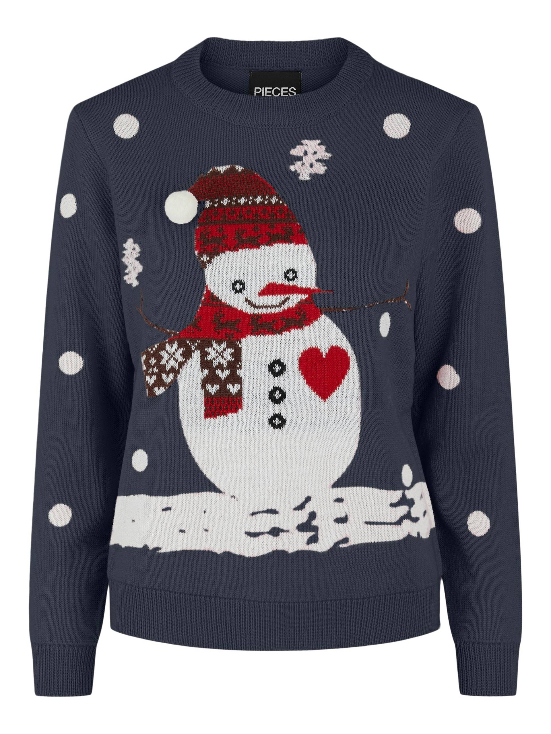 PIECES - PCELFIES LS O-NECK CHISTMAS KNIT KAC navy blazer - Gr. - M von PIECES