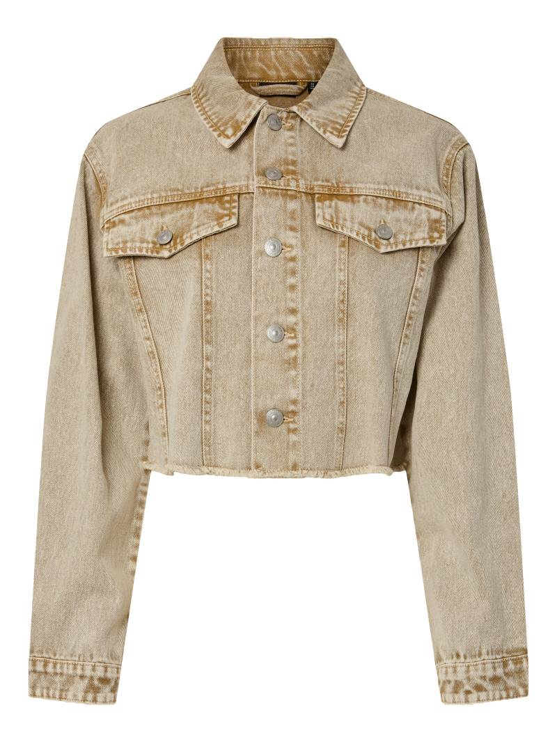 PIECES - PCFAY CROPPED DENIM JACKET sandshell - Gr. - M von PIECES