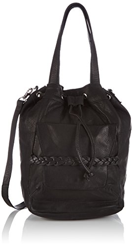 PIECES PCJOLANDA Leather Tighten Bag 17063214 Damen Schultertaschen 22x30x20 cm (B x H x T), Schwarz (Black) von PIECES
