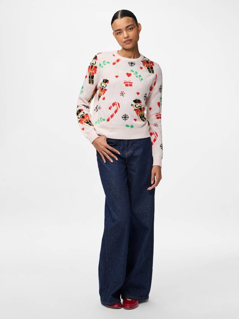 PIECES - PCJOLLY XMAS LS O-NECK KNIT PULLOVER peach blush - Gr. - L von PIECES