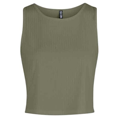 PIECES Damen Pckylie Sl Crop Noos Top, Deep Lichen Green, M EU von PIECES