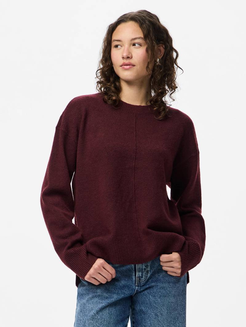 PIECES - PCMALOU LS O-NECK CUTLINE KNIT NOOS BC tawny port - Gr. - S von PIECES