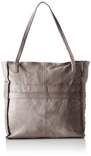 PIECES PCNICOLE Leather Shopping Bag New 17076699 Damen Shopper 34x36x16 cm (B x H x T), Grau (Elephant Skin) von PIECES