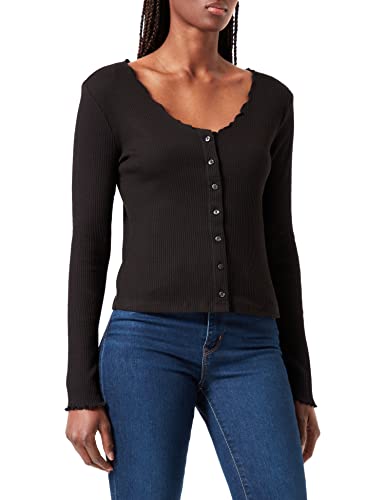 PIECES Damen Pcnukisa Ls Cardigan Noos Bc T-Shirt, Schwarz, M EU von PIECES