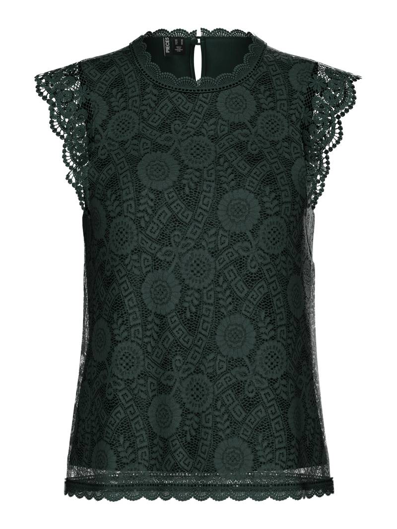 PIECES - PCOLLINE SL LACE TOP WVN NOOS darkest spruce - Gr. - L von PIECES