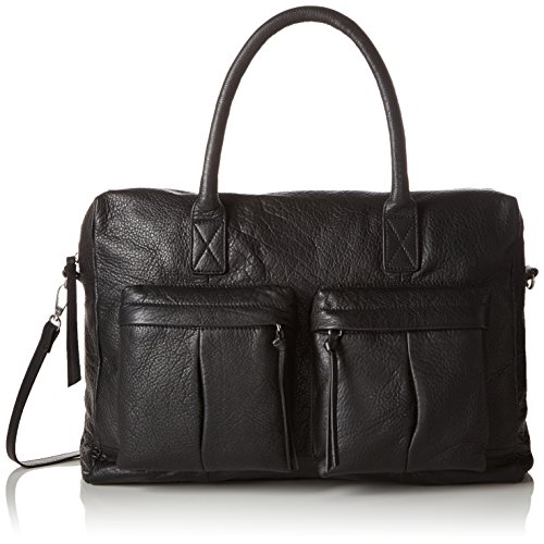 PIECES PCPASHA Leather 17077038 Damen Henkeltaschen 48x33x12 cm (B x H x T), Schwarz (Black) von PIECES