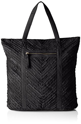 PIECES PCPIPER Leather 17076303 Damen Shopper 39x42x12 cm (B x H x T), Schwarz (Black) von PIECES