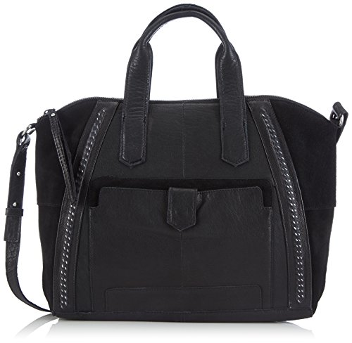 PIECES PCPUBE Leather Bag EXP 17064714 Damen Henkeltaschen 36x24x11 cm (B x H x T), Schwarz (Black) von PIECES