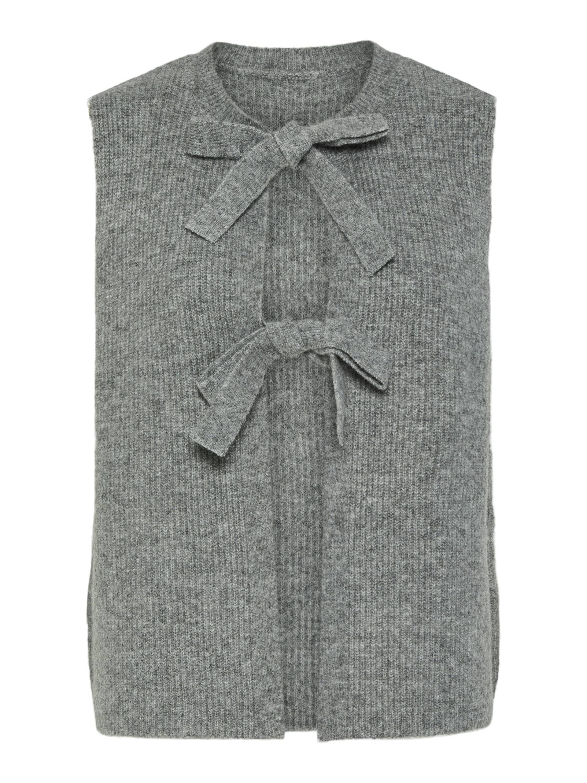 PIECES - PCSILLY SL REV TIE VEST KNIT NOOS BC medium grey melange - Gr. - L von PIECES