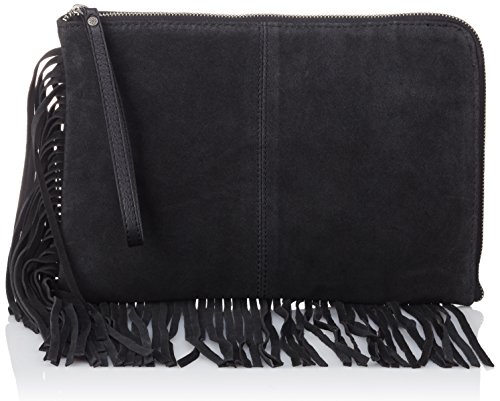 PIECES PCTABATHA Suede Clutch 17071607 Damen Clutches 29x20x1 cm (B x H x T), Schwarz (Black) von PIECES