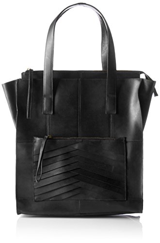 PIECES PCTECLA Leather Shopping Bag 17071201 Damen Shopper 37x35x12 cm (B x H x T), Schwarz (Black) von PIECES