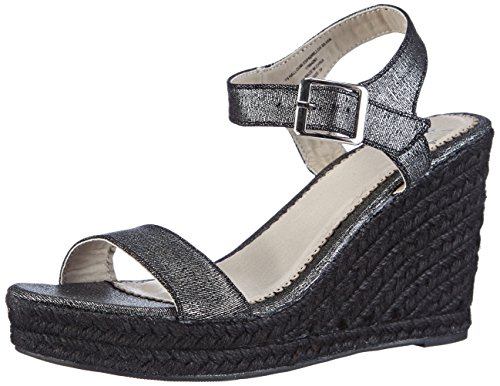 PIECES PS HALLOUMI Espadrillos Silver, Damen Offene Sandalen mit Keilabsatz, Silber (Silver Colour), 38 EU von PIECES