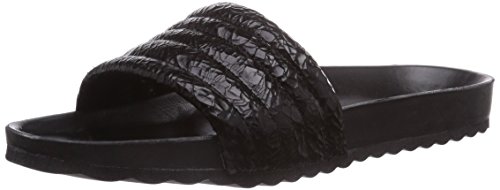 PIECES PS TAHI Cracked Leather Sandal BLK, Damen Sandalen, Schwarz (Black), 36 EU von PIECES
