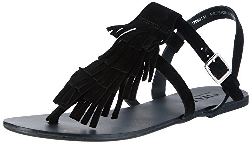 PIECES PSBERTA Suede, Damen Knöchelriemchen Sandalen, Schwarz (Black), 41 EU (8 Damen UK) von PIECES