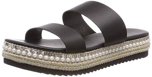 PIECES PSCALANDRA Leather Sandal, Damen Plateausandalen, Schwarz (Black Black), 36 EU (3 UK) von PIECES