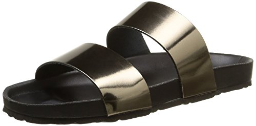 PIECES PSTAHI Leather Sandal Doub.Strap Gun, Damen Pantoletten, Grau (Gunmetal), 38 EU von PIECES