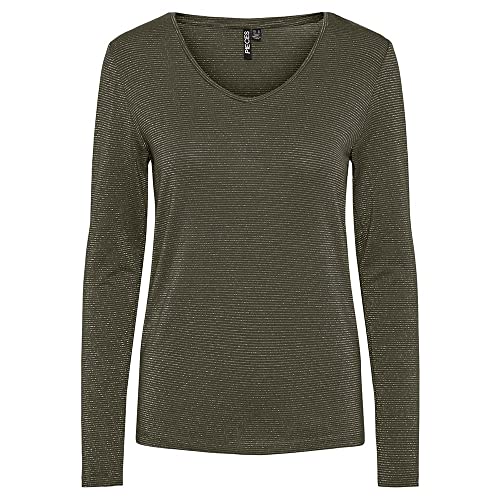 PIECES Pcbillo Ls V-Neck Lurex Stripes Noos von PIECES
