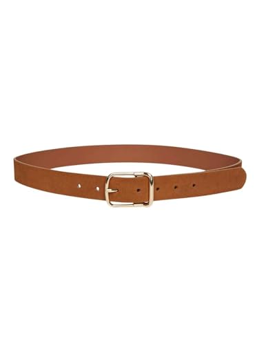 PIECES Women's Pcfussa Leather Jeans Belt, Cognac/Detail:Gold, 90 von PIECES