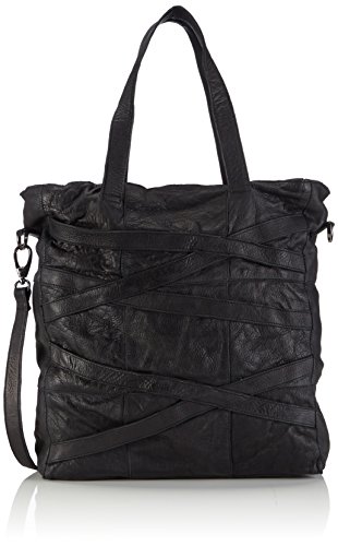 PIECES Pcravenna Leather Shopping Bag 17067188 Damen Shopper 39x36x9 cm (B x H x T), Schwarz (Black Black) von PIECES