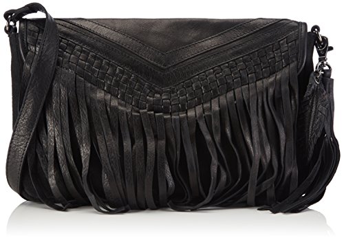 PIECES Pcrimini Leather Crossover Bag 17067192 Damen Umhängetaschen 28x17x6 cm (B x H x T), Schwarz (Black Black) von PIECES