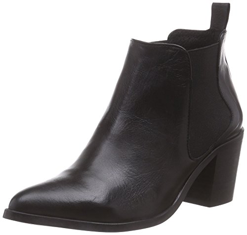 PIECES Psumiko Leather Boot Chelsea Black, Damen Halbschaft Schlupfstiefel, Schwarz (Black), 41 EU von PIECES