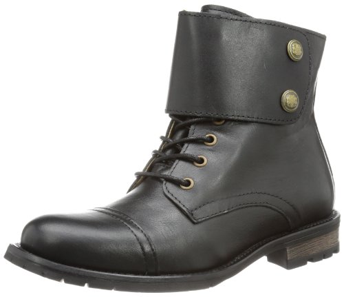 PIECES SENIDA Leather Military Boot Black 17051923, Damen Schnürhalbschuhe, Schwarz (Black), EU 38 von PIECES