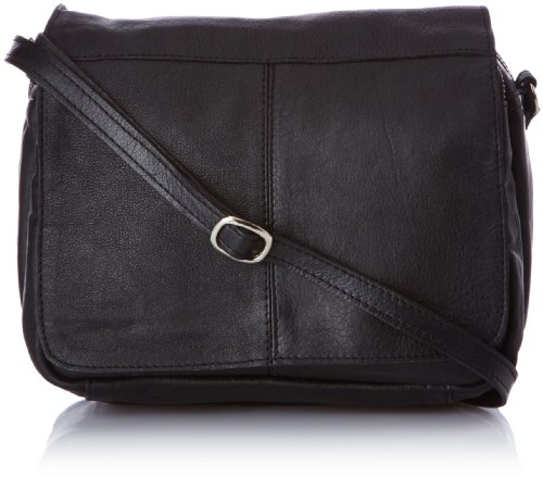 PIECES SIFF Leather Cross Over Bag 17053757 Damen Umhängetaschen 23x17x10 cm (B x H x T), Schwarz (Black) von PIECES