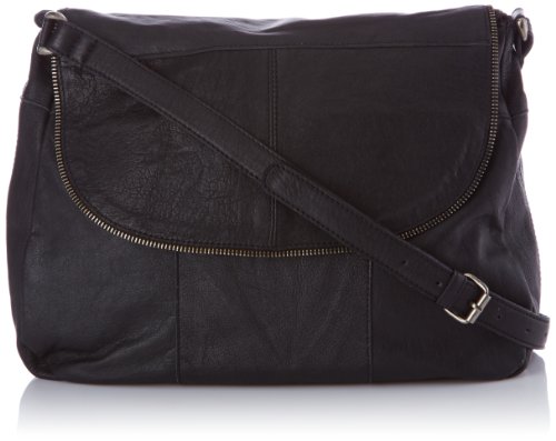 PIECES SIP LEATHER BIG CROSS OVER BAG 17053777 Damen Schultertaschen 35x25x11 cm (B x H x T), Schwarz (Black) von PIECES