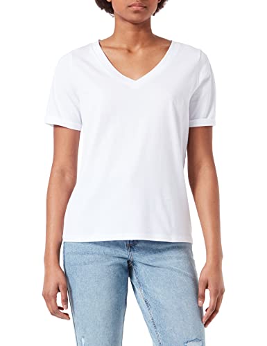 PIECES T-Shirt Damen,Bright White,XL von PIECES