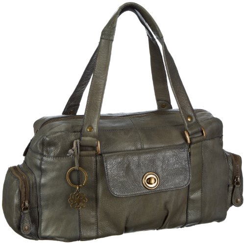 PIECES Totally ROYAL Leather SMALL Bag. 17036817, Damen Henkeltaschen, Grün (Khaki Green), 32x20x12 cm (B x H x T) von PIECES