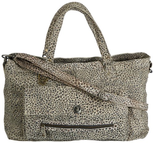 PIECES Totally ROYAL Leather TRAVEL Bag Leo 17049854, Damen Schultertaschen, Braun (Cognac. Pattern:Leopard), 48x31x14 cm (B x H x T) von PIECES