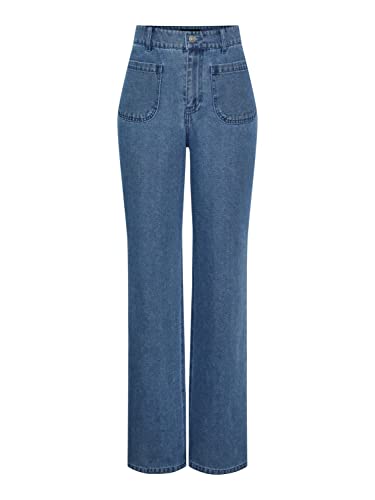 Pieces Women's PCAMA HW Wide Jeans LB BC Jeanshose, Light Blue Denim, S von PIECES