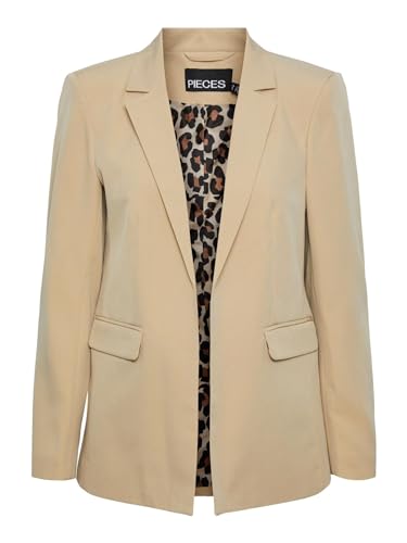PIECES Women's PCBOZZY LS Detail NOOS BC CP Blazer, Safari/Detail:Leo Print, XS PIECES Women's PCBOZZY LS Detail NOOS BC CP Blazer, Safari/Detail:Leo Print, XS von PIECES