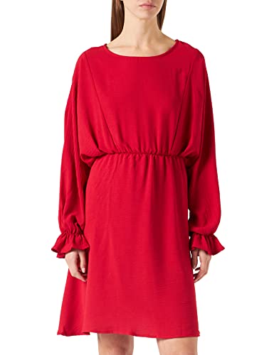 Pieces Women's PCFLORE LS O Neck Dress Kleid, Barbados Cherry, XS von PIECES